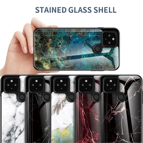 Fantasy Marble Google Pixel 5 Deksel - Smaragd Klinkekule Green