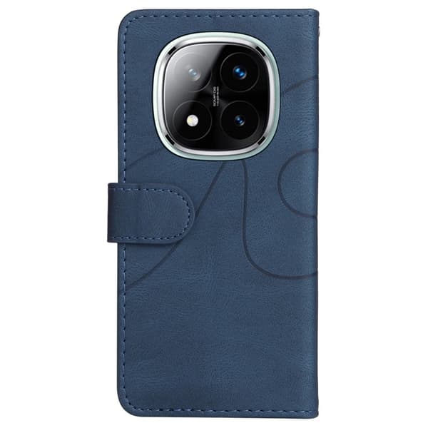 Texturerat läder Xiaomi Redmi Note 14 Pro 5G / Xiaomi Redmi Note 14 Pro Plus 5G fodral med handledsband - Blå Blå