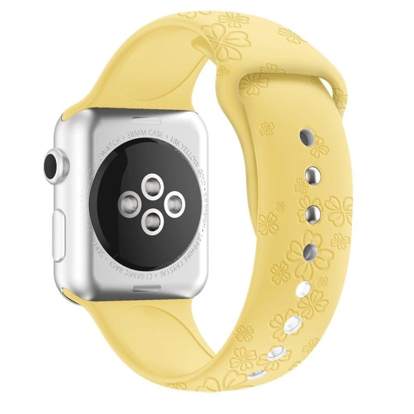 Apple Watch (41mm) sød urrem i silikone med tryk - Gul Kløver Yellow