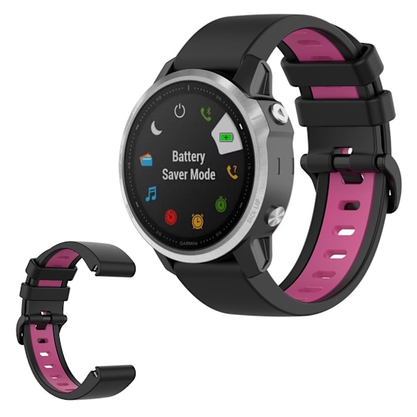 Garmin Fenix 6S / 5S kaksivärinen silikoninen kellonauha - Musta / Ruusu Black