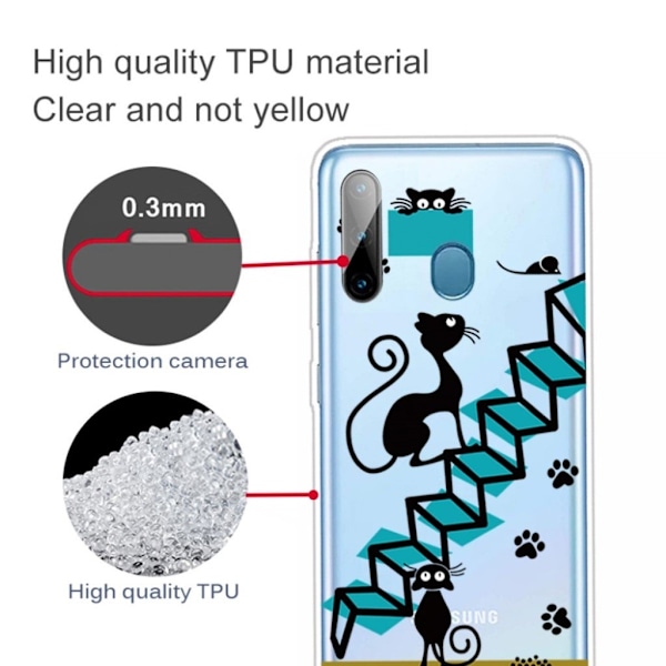 Deco Samsung Galaxy A11 / M11 Cover - Kat og Stjerner Multicolor