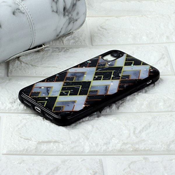 Marble design iPhone Xr cover - Forvirrende Blå Og Sort Diamant Blue