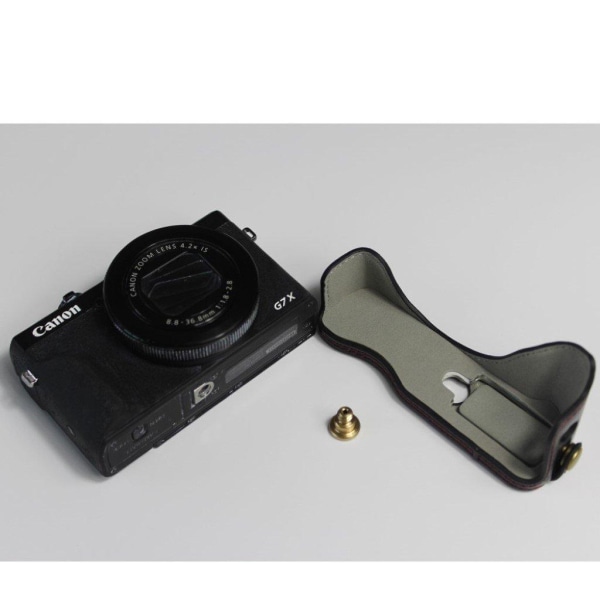 Canon PowerShot G7 X Mark II durable leather case - Black Svart