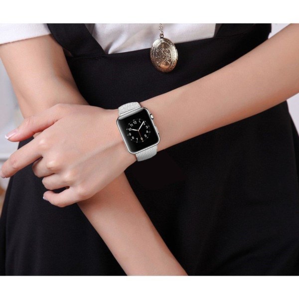 Apple Watch Series 3/2/1 42mm litchi texture watch band - White Vit
