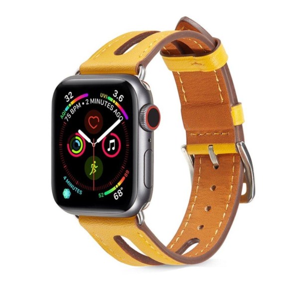 Apple Watch Series 5 44 mm klockarmband i koskinn - Gul Gul