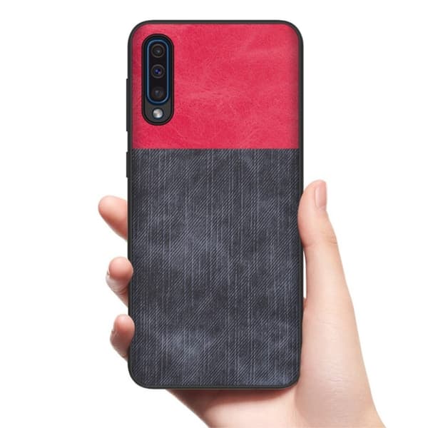 Jeans Samsung Galaxy A50 flip case - Punainen / Tummansininen Red