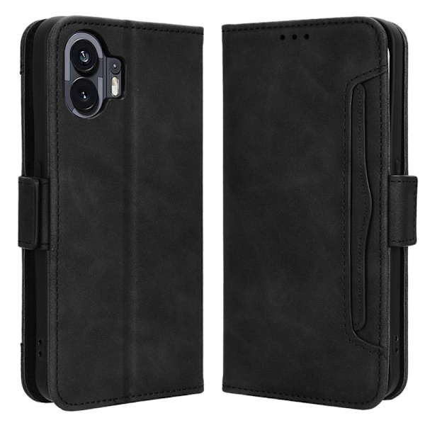 Stilfuldt Læder Etui med Pung til Nothing Phone (2) - Sort Black