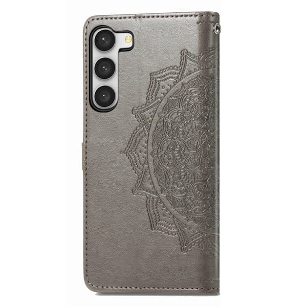 Mandala Samsung Galaxy S23 Plus Flippetui - Grå Silver grey