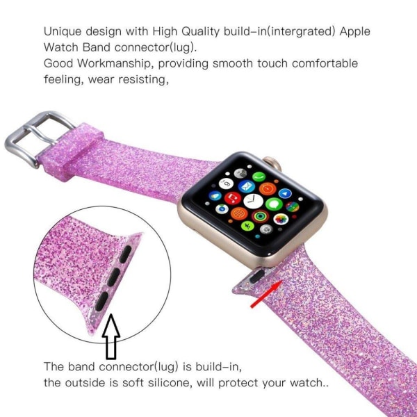 Apple Watch Series 5 / 4 44mm flash powder silicone watch band - Rosa