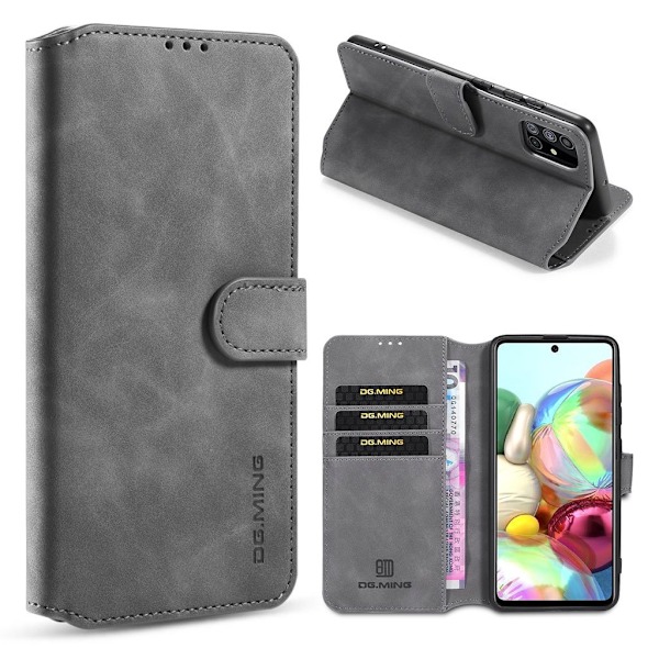 DG.MING Samsung Galaxy A51 Retro kotelot - Harmaa Silver grey