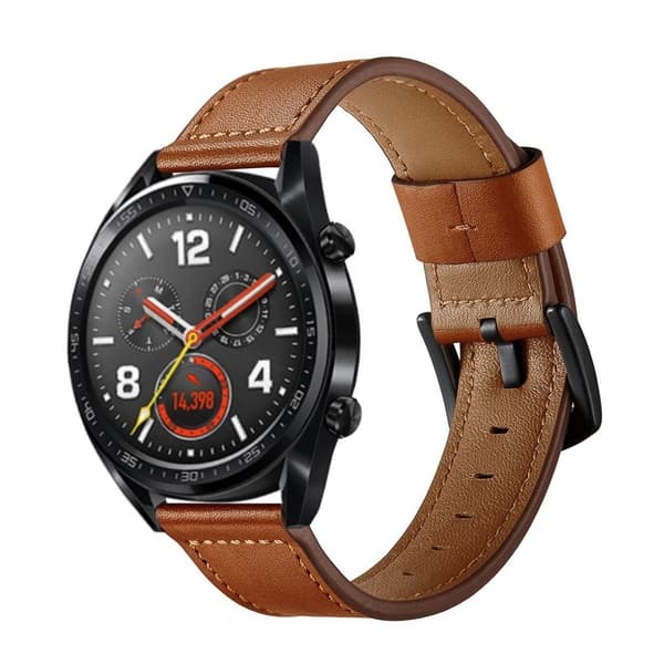 Huawei Watch GT / Watch 2 / Watch Magic kvalitet ægte læder Urrem - Brun Brown