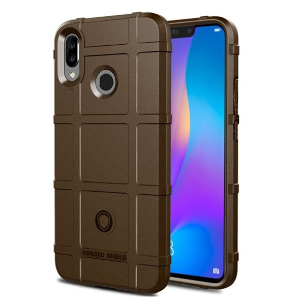 Huawei P Smart Plus silikon mobilskal med  rutmönstrad textur - Brun Brun