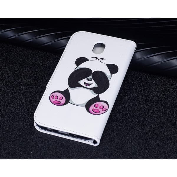 Samsung Galaxy J7 (2017) Etui laget av kunstlær og silikon – Blyg panda Multicolor