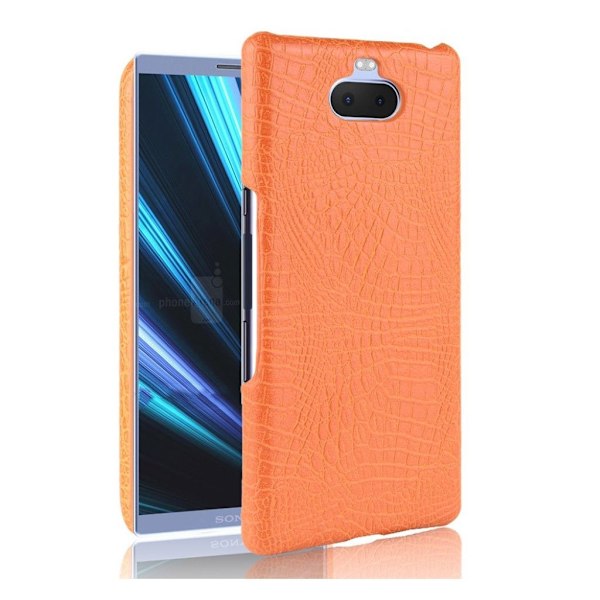 Läder Sony Xperia 10 fodral med krokodiltextur - Orange Orange