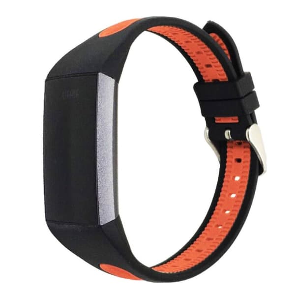 Fitbit Charge 3 to farvet silikone urrem - Sort/Orange Multicolor