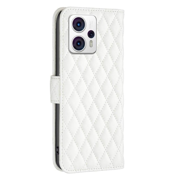 Rhombus mat Motorola Moto G23 / Motorola Moto G13 / Motorola Moto G53 flip etui - Hvid White