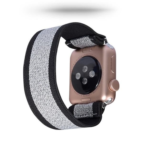 Apple Watch Series 5 / 4 40 mm nylon-urrem - Sort / Grå Silver grey