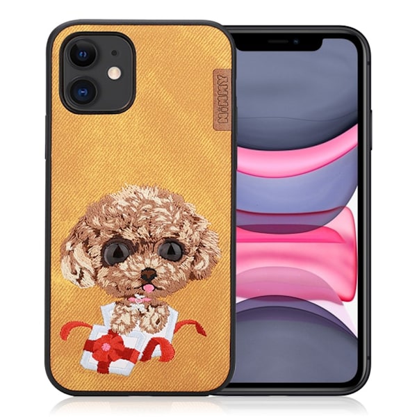 Nimmy Sött husdjur iPhone 11 Broderat fodral - Gul Gul