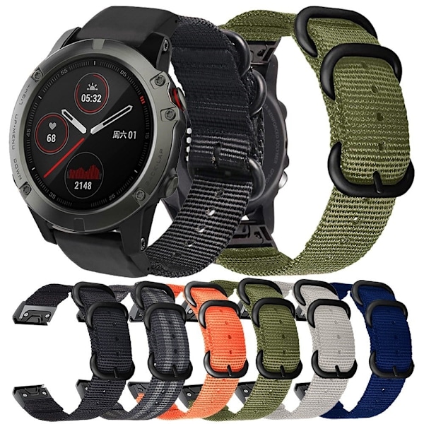 26mm nylon ranneke Garmin kellolle - Vihreä Green