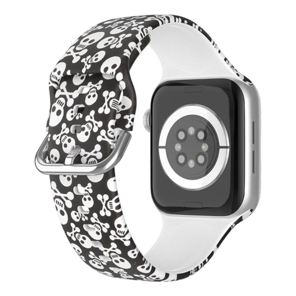 Apple Watch Series 8 (41mm) klockarmband med silikonmönster - Dödskalle Svart