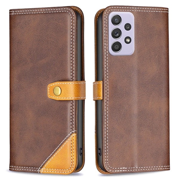 BINFEN tvåfärgat läder Samsung Galaxy A52s 5G / Samsung Galaxy A52 5G / Samsung Galaxy A52 fodral - Brun Brun