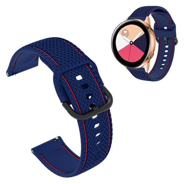 20mm Universal farve syning linje silikone urrem - Mørkeblå / Rød Blue