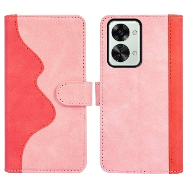 Two-color Leather Läppäkotelo For OnePlus Nord 2t - Pinkki Pink