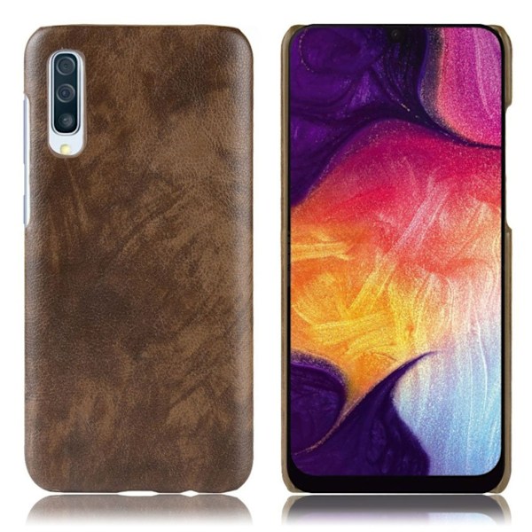 Samsung Galaxy A70 litchi coated fodral - Kaffe Brun