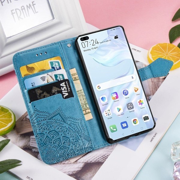 Mandala läder Huawei P40 Pro fodral - Blå Blå
