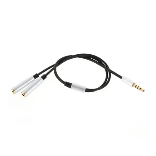 Male To Two Female 30cm Audio Splitter kabel - Sølv Silver grey