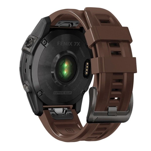 Garmin Fenix 7X silikoneurrem med spænde - Mørkebrun Brown