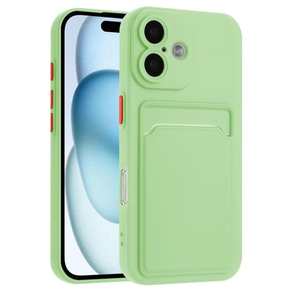 iPhone 16 Plus skal med korthållare - Matcha Grön Grön