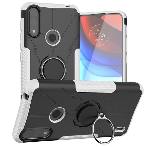 Støttestativdeksel med magnetisk ark for Motorola Moto E7 Power - Hvit White