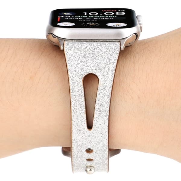 Apple Watch Series 4 44mm flash pulver ægte læder Urrem - Sølv Silver grey