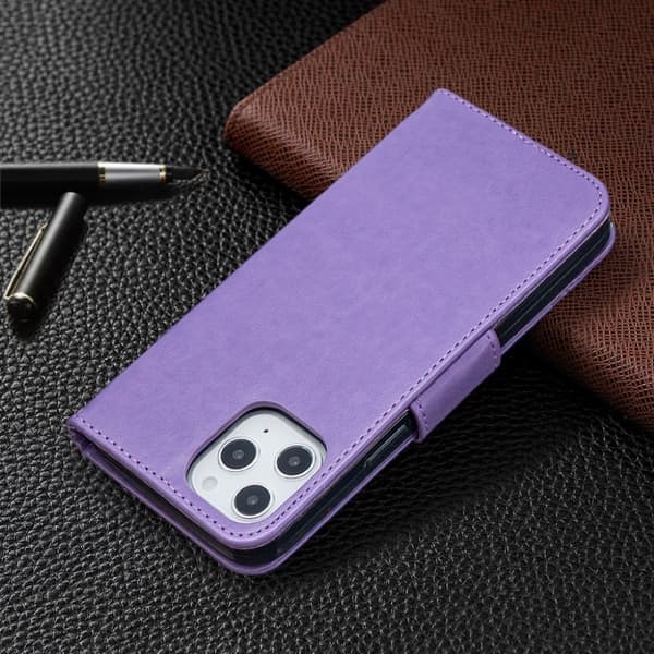 Butterfly iPhone 12 Pro Max nahkakotelo - Violetti Purple