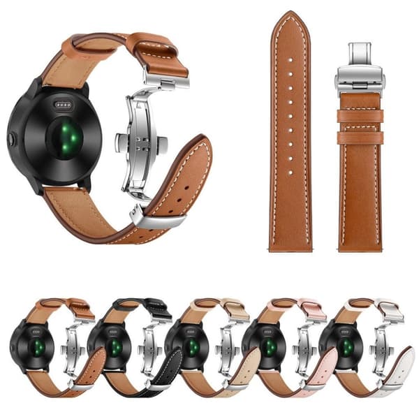 Garmin Vivoactive 3 / Vivomove HR læder Læder Urrem - Sølv / Sort Black