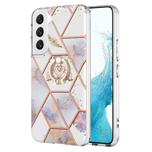 Marble Patterned Suojakuori With Ring Holder For Samsung Galaxy S22 Plus - Kruunu Multicolor