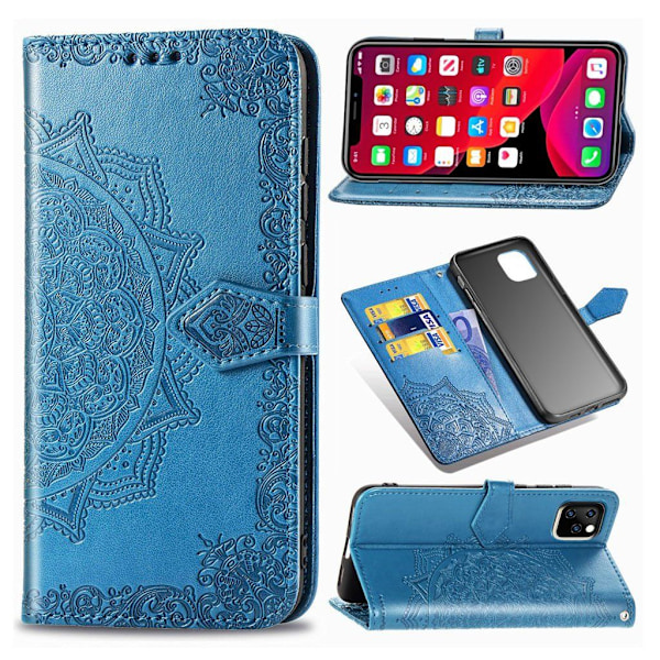 Mandala läder iPhone 11 fodral - Blå Blå