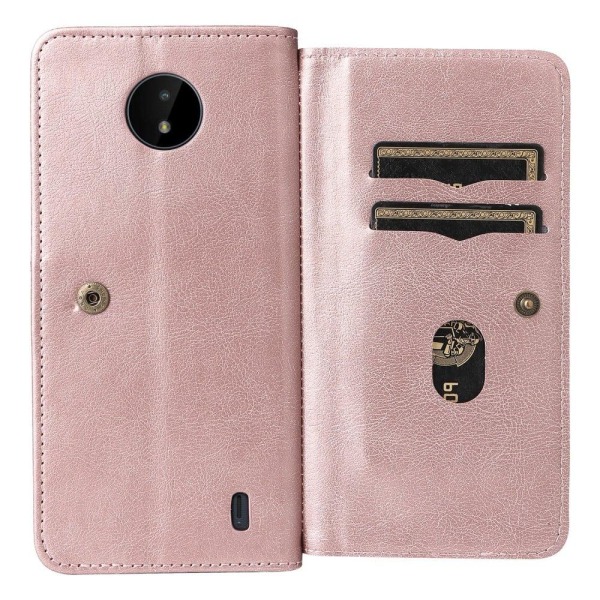 10-slot Pung Etui til Nokia C10 / C20 - Rødguld Pink