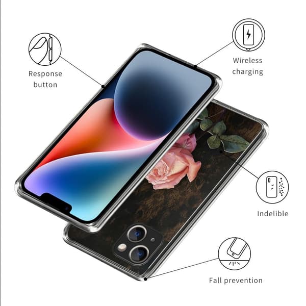 iPhone 14 Plus blødt, fleksibelt mobil cover med mønsterudskrivning - Lyserød Pink