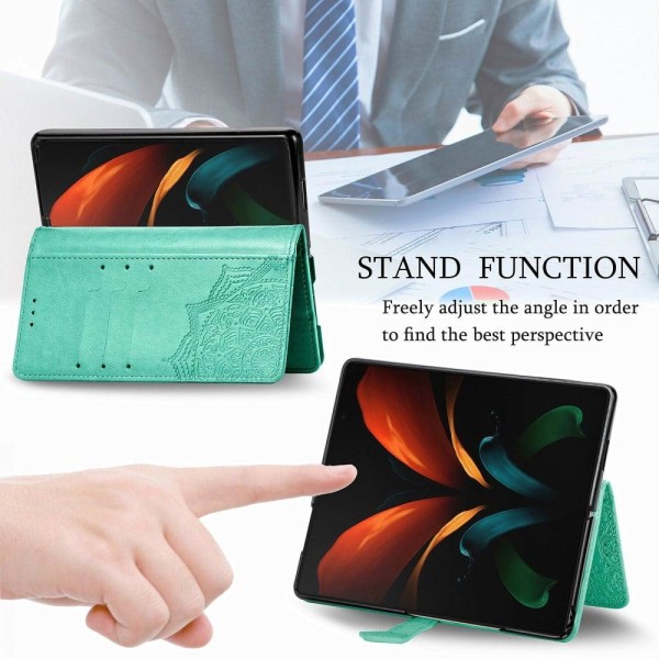 Mandala Samsung Galaxy Z Fold3 5G Flip Etui - Grøn Green