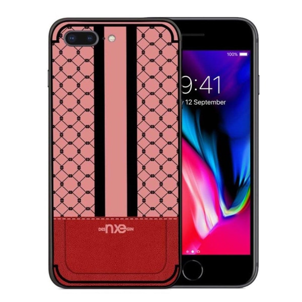 XNE iPhone 7 Plus / 8 Plus TPU etui med præget firkantet mønster - Rød Red