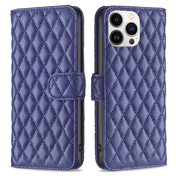 Rombemønster, matt flip-deksel for iPhone 13 Pro Max - Blå Blue