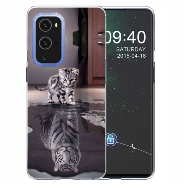 Deco OnePlus 9 Pro case - Cat and Tiger Silver grey