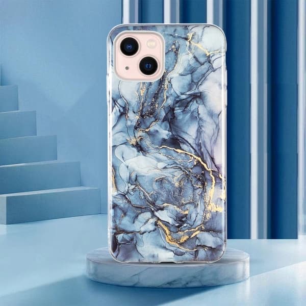 Marble iPhone 13 Mini Etui - Grå Silver grey