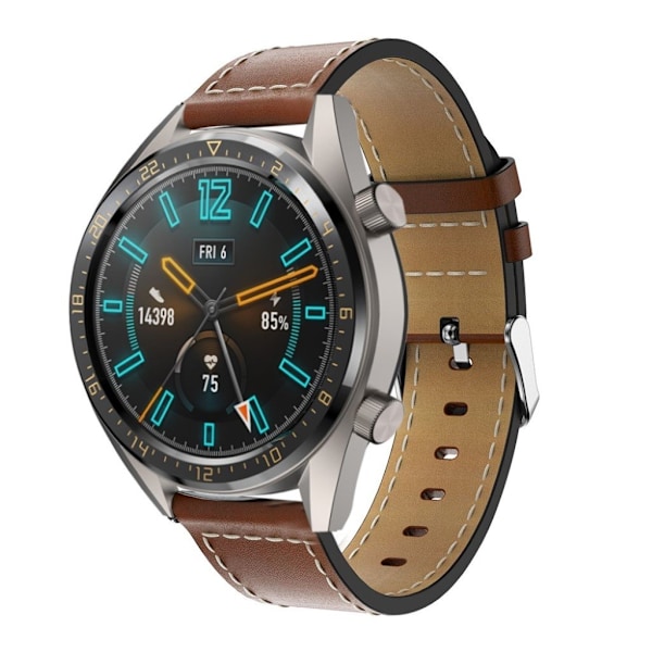 Universal 22 mm klockarmband i äkta läder - Ljusbrun Brun