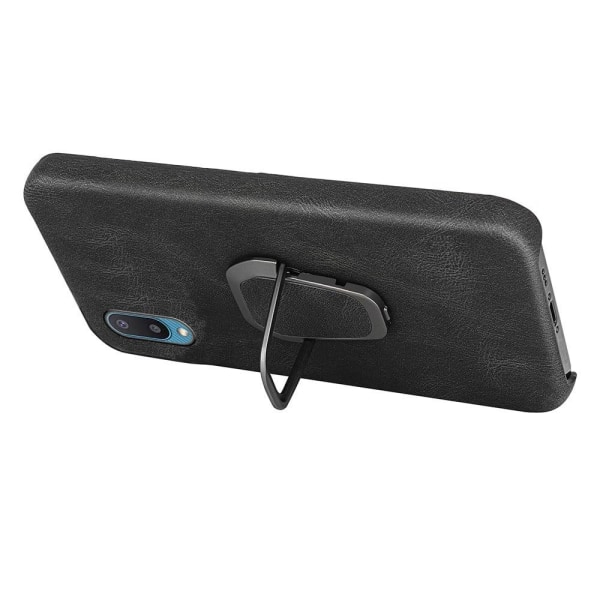 Stötsäkert läderfodral med oval kickstand för Samsung Galaxy M02 / A02 - Blå Blå