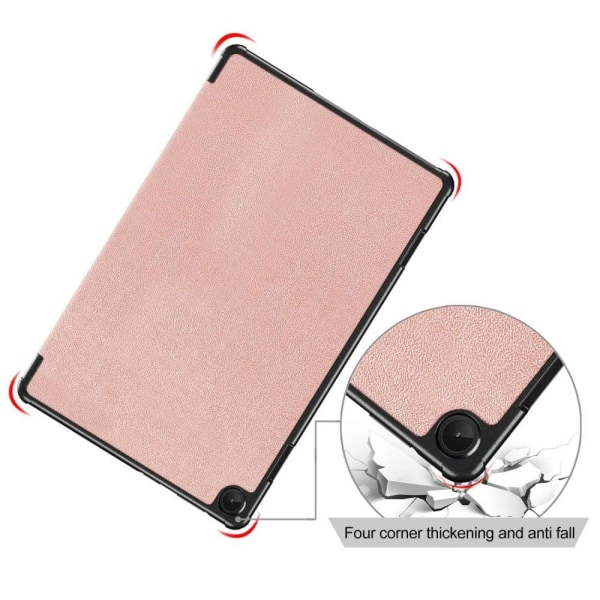 Tri-fold Leather stander etui til Lenovo Tab M10 (Gen 3) - Rødguld Pink