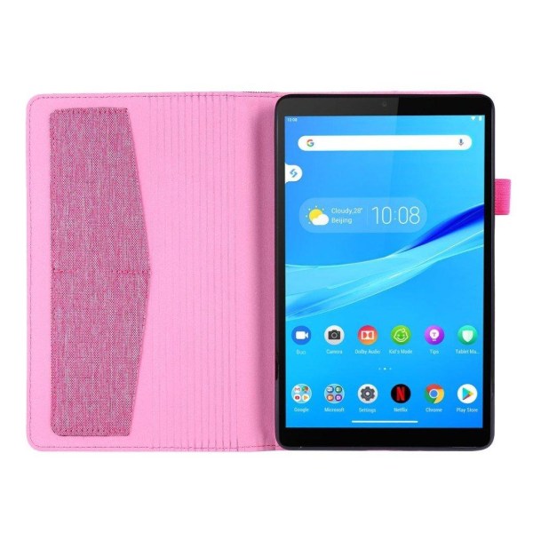 Lenovo Tab M8 flipfodral i tyg och läder - Ros Rosa