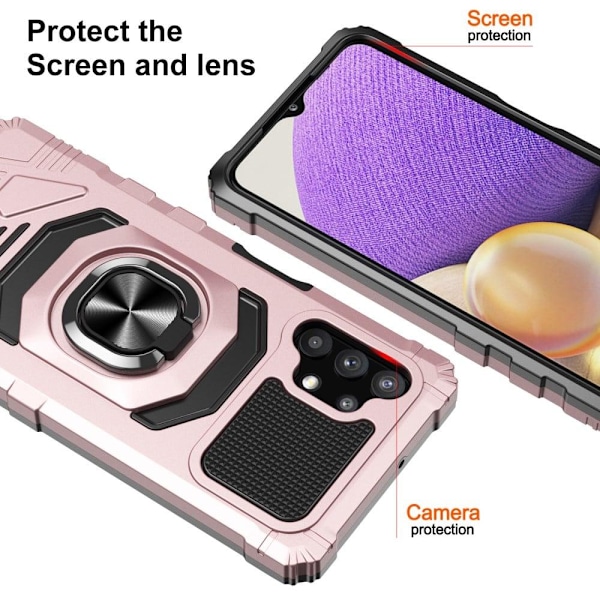Slitstarkt hårdplastskal med mjuk insida och kickstand för Samsung Galaxy M32 5G / A32 5G - Roséguld Rosa